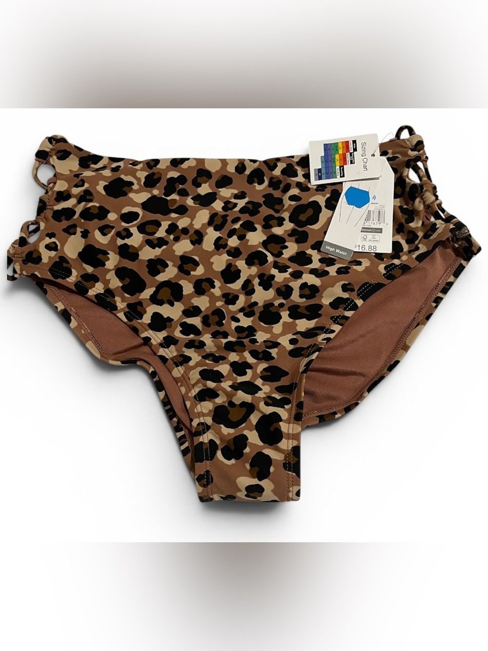 Time and Tru NWT Brown Leopard Print High Waist Bottom Bikini.   Size M 8-10